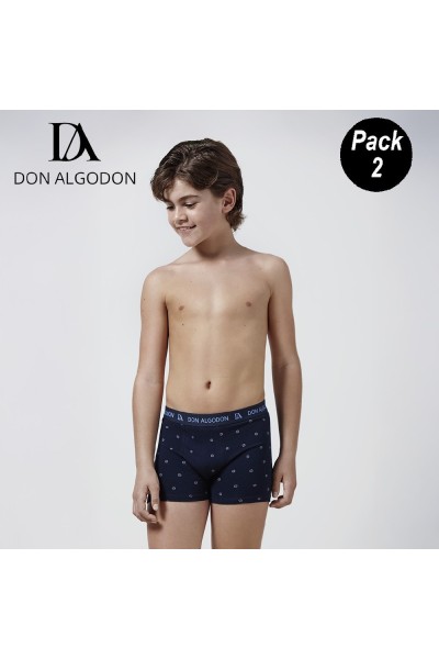 PBN28 DON ALGODON PACK-2 BOXER NIÑO FANTASIA GOMA VISTA
