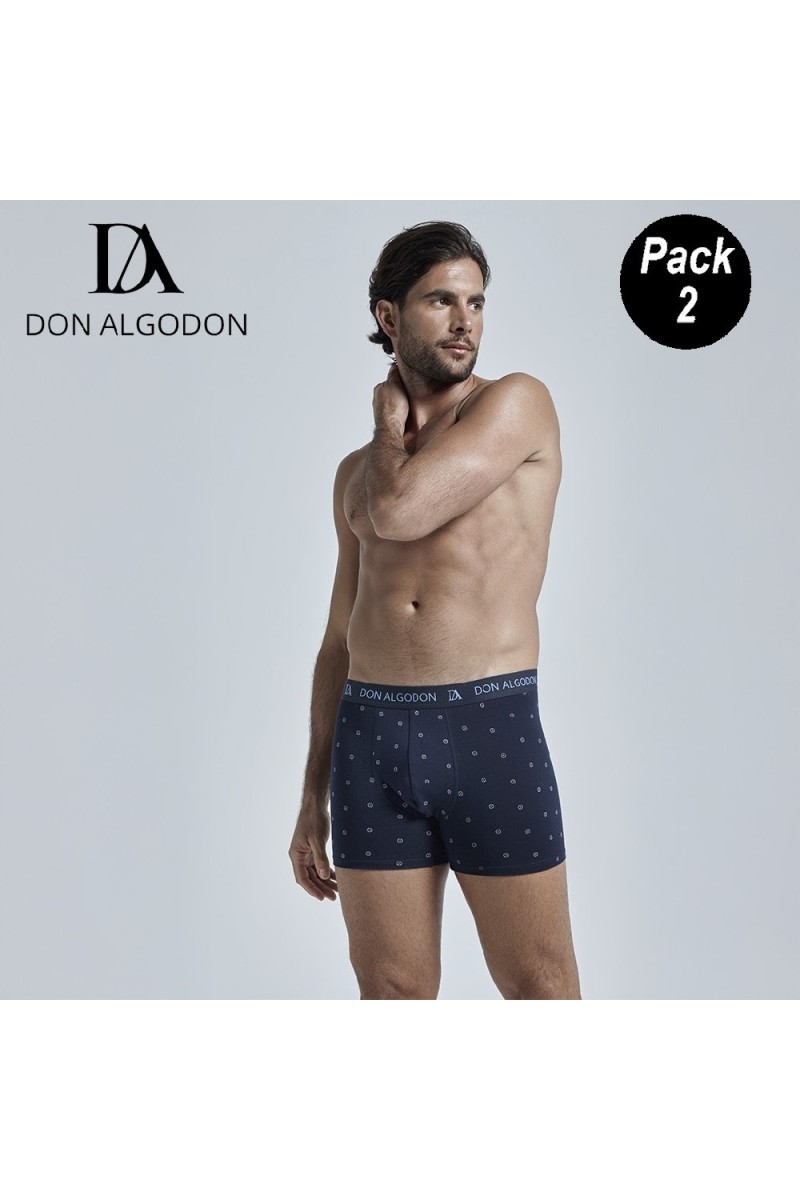 PB728 DON ALGODON PACK-2 BOXER HOMBRE FANTASIA GOMA VISTA