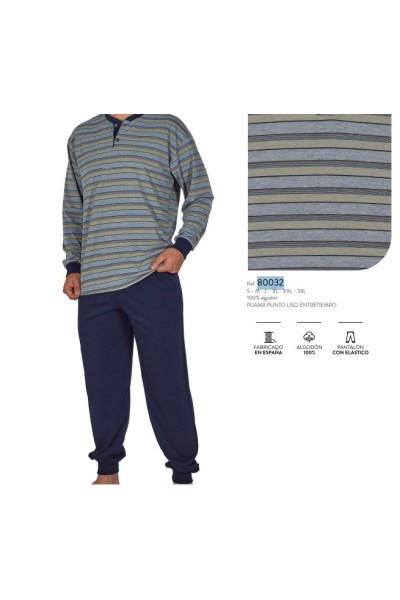 80032 DORMEN M-3XL PIJAMA HOMBRE ALGODON FINO RAYAS