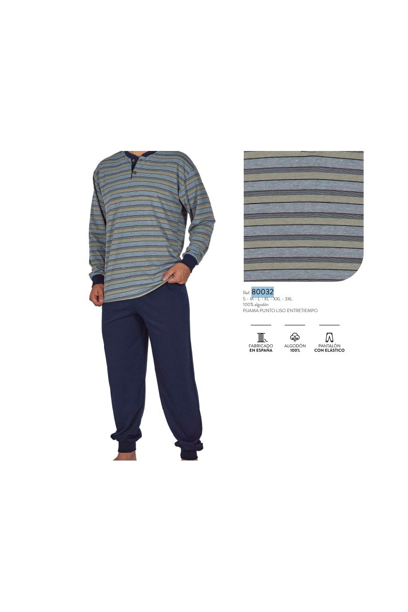 80032 DORMEN M-3XL PIJAMA HOMBRE ALGODON FINO RAYAS