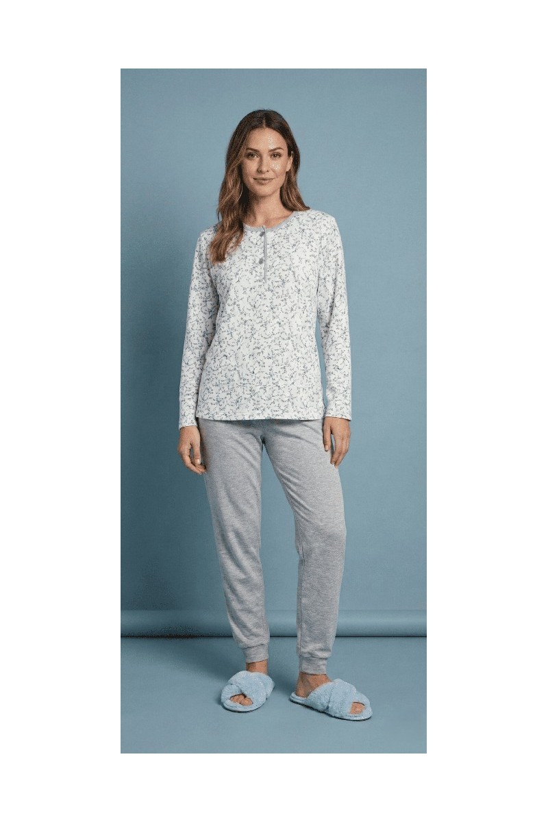 5115 ENTREDOS M-2XL PIJAMA MUJER JASPEADO FLORECITAS