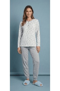 5115 ENTREDOS M-2XL PIJAMA MUJER JASPEADO FLORECITAS