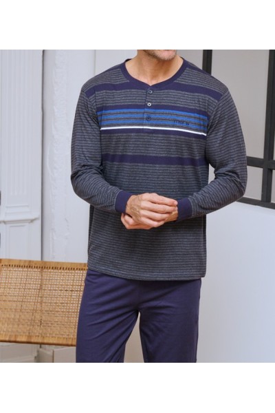 265632 MUSLHER PIJAMA HOMBRE ALGODON FINO RAYAS