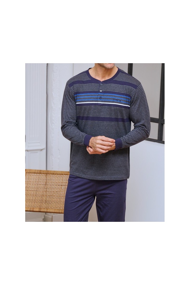 265632 MUSLHER PIJAMA HOMBRE ALGODON FINO RAYAS