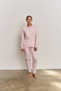 N21843 PROMISE PIJAMA MUJER 3 PIEZAS RAYAS LOVE