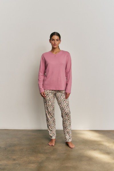 N21863 PROMISE PIJAMA MUJER 3 PIEZAS PANTALON FLORAL