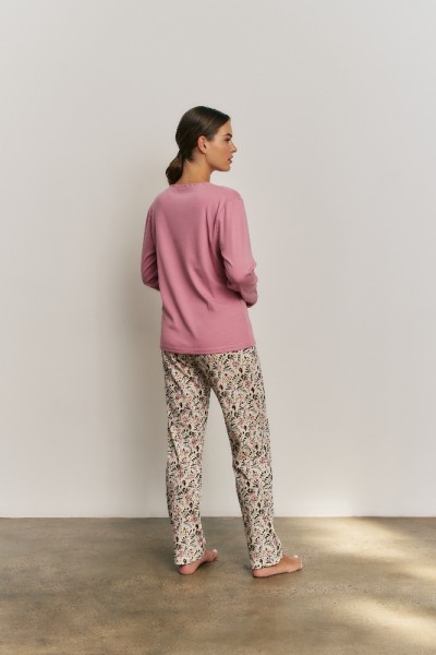 N21863 PROMISE PIJAMA MUJER 3 PIEZAS PANTALON FLORAL