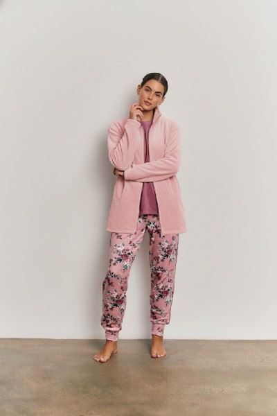N22123 PROMISE PIJAMA MUJER 3 PIEZAS PANTALON FLORAL