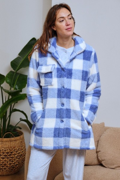 268615 MUSLHER BATA MUJER SHERPA CUADROS