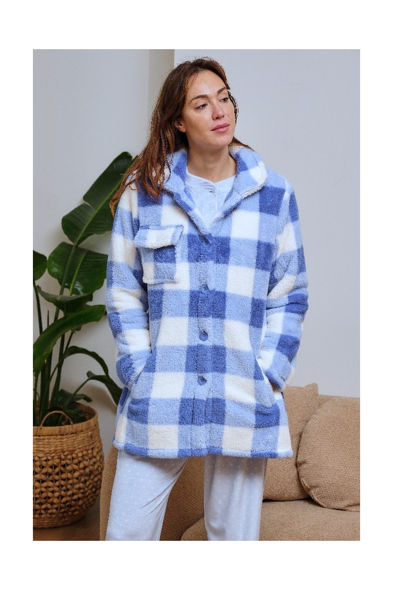 268615 MUSLHER BATA MUJER SHERPA CUADROS