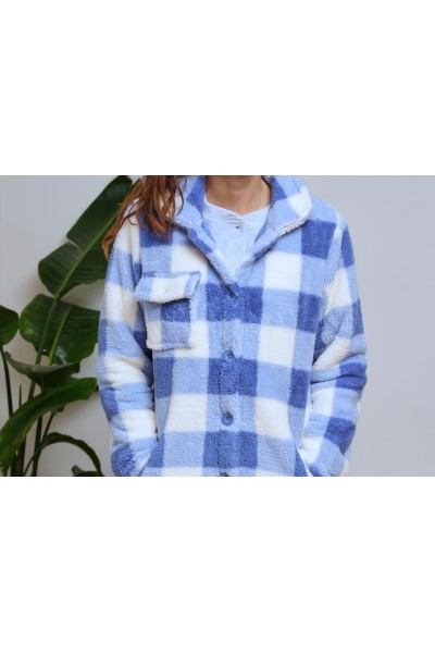 268615 MUSLHER BATA MUJER SHERPA CUADROS