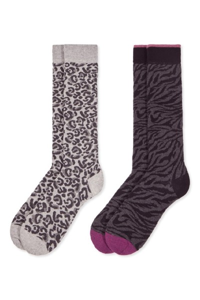 0215028 SOXLAND PACK-2 CALCETIN LARGO MUJER ANIMAL PRINT