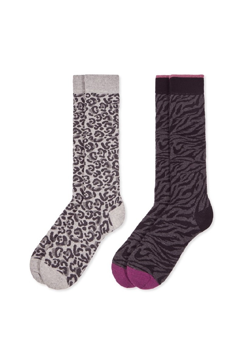 0215028 SOXLAND PACK-2 CALCETIN LARGO MUJER ANIMAL PRINT