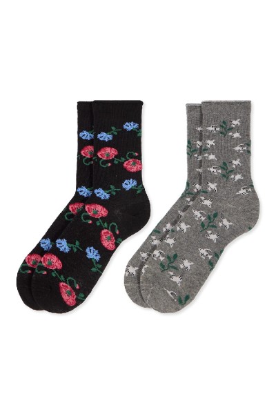 0215026 SOXLAND PACK-2 CALCETIN MUJER PAJAROS FLORES