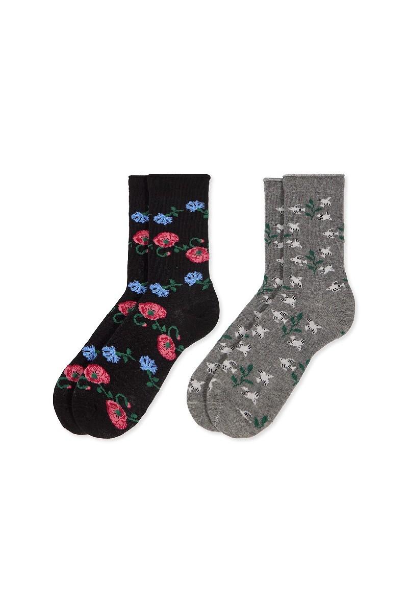 0215026 SOXLAND PACK-2 CALCETIN MUJER PAJAROS FLORES