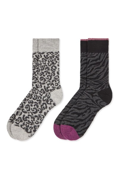 0215024 SOXLAND PACK-2 CALCETIN MUJER ANIMAL PRINT