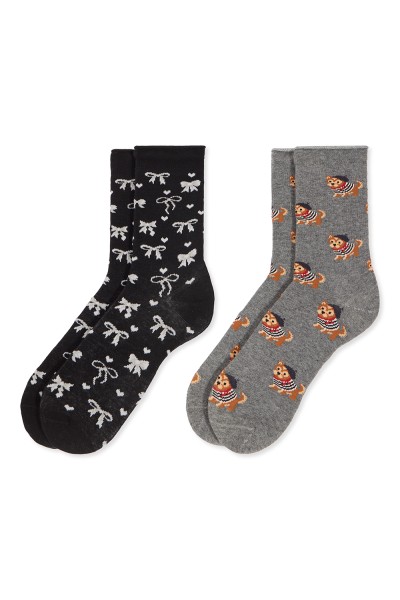 0215020 SOXLAND PACK-2 CALCETIN MUJER PERRITOS LAZOS