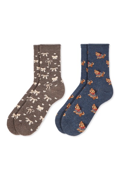 0215020 SOXLAND PACK-2 CALCETIN MUJER PERRITOS LAZOS