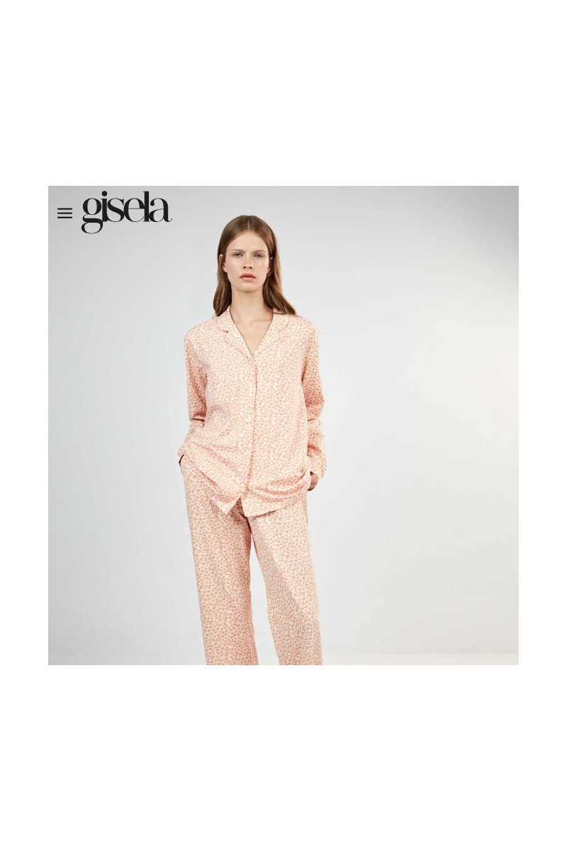 2 20485S GISELA PIJAMA MUJER CAMISERO ANIMAL PRINT