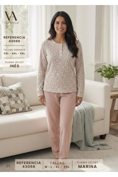 43068 VANILA PIJAMA VELVET MARINA