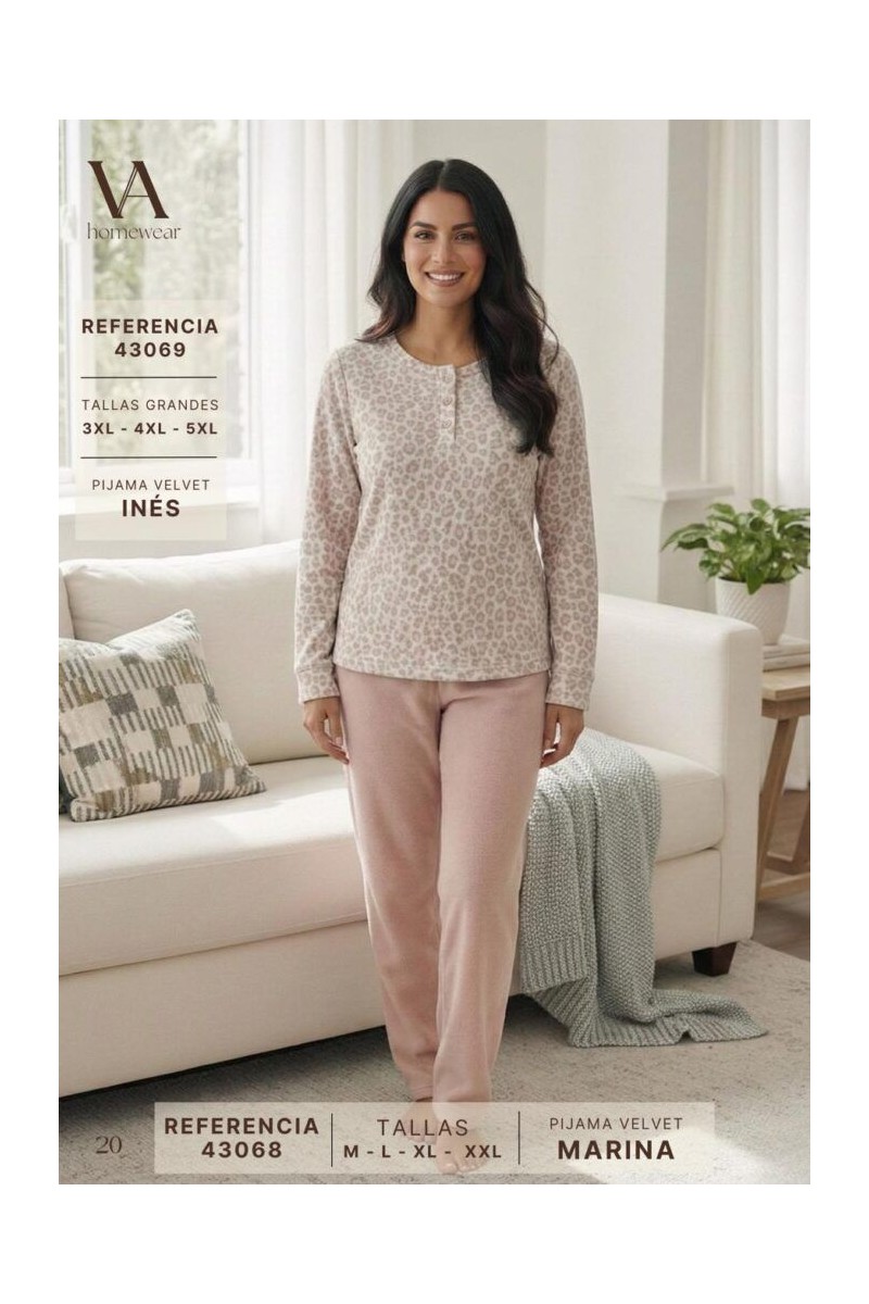 43068 VANILA PIJAMA VELVET MARINA