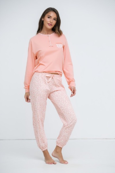 6619 LIN PIJAMA MUJER BOLSILLO ANIMAL PRINT