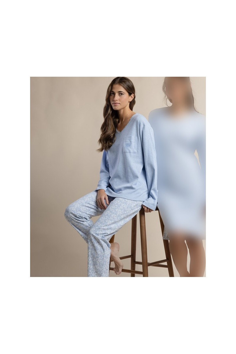 64631 ADMAS PIJAMA MUJER PICO ENCAJE