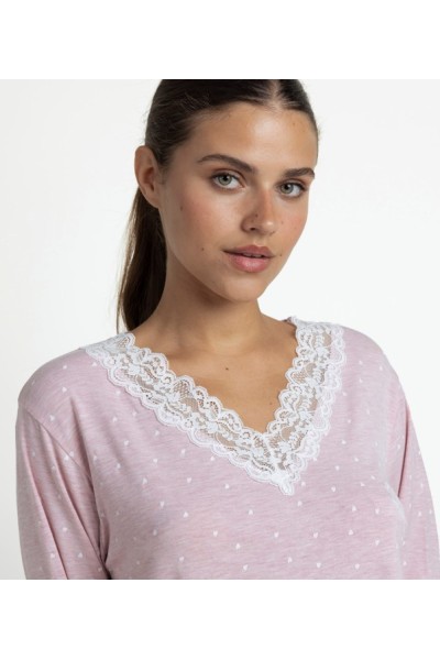 64630 ADMAS PIJAMA MUJER PICO ENCAJE