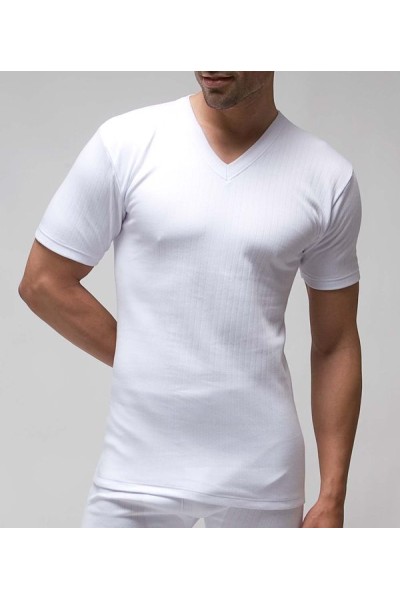 721 RAPIFE 44-52 CAMISETA HOMBRE ALGODON THERMAL MANGA CORTA CUELLO PICO