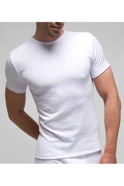 3118 RAPIFE BLANCO CAMISETA HOMBRE ALGODON LYCRA MANGA CORTA CUELLO REDONDO