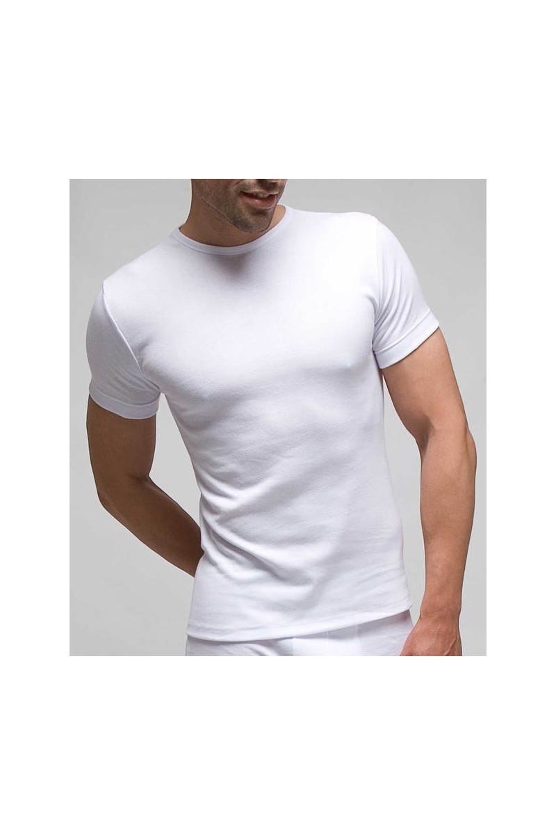 3118 RAPIFE BLANCO CAMISETA HOMBRE ALGODON LYCRA MANGA CORTA CUELLO REDONDO