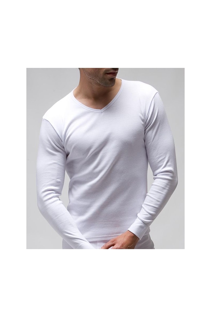 3120 RAPIFE BLANCO CAMISETA HOMBRE MANGA LARGA ALGODON