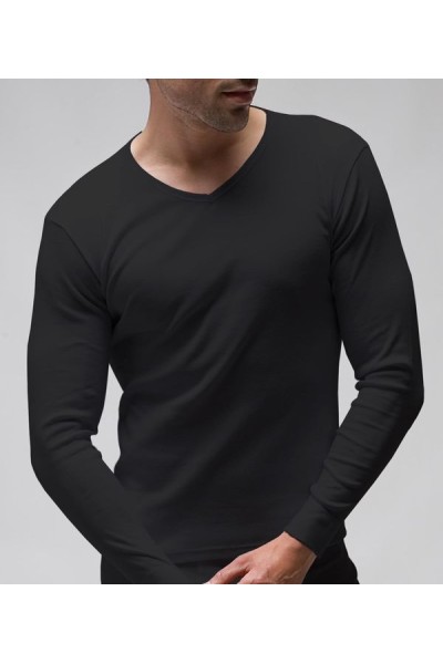 3120 RAPIFE NEGRO CAMISETA HOMBRE MANGA LARGA ALGODON