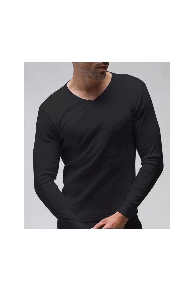 3120 RAPIFE NEGRO CAMISETA HOMBRE MANGA LARGA ALGODON