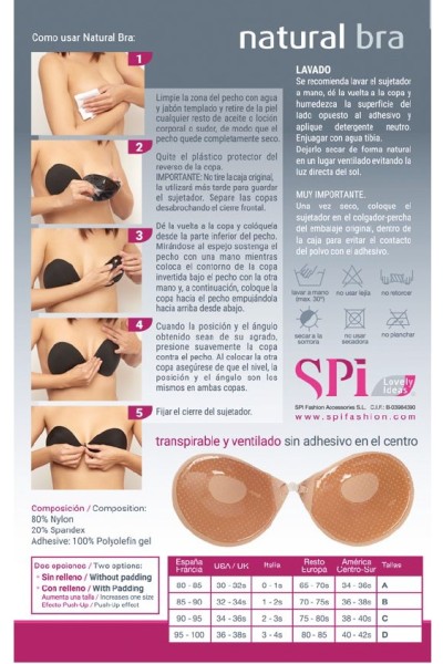 23018 SPI NATURAL BRA COPA ADHESIVA PUSH-UP