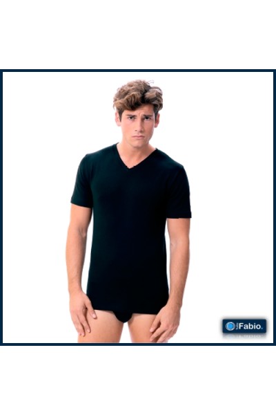 8282 FABIO CAMISETA HOMBRE ALGODON THERMAL MANGA CORTA CUELLO PICO