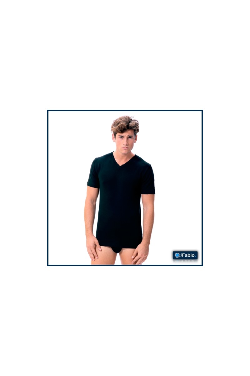 8282 FABIO CAMISETA HOMBRE ALGODON THERMAL MANGA CORTA CUELLO PICO