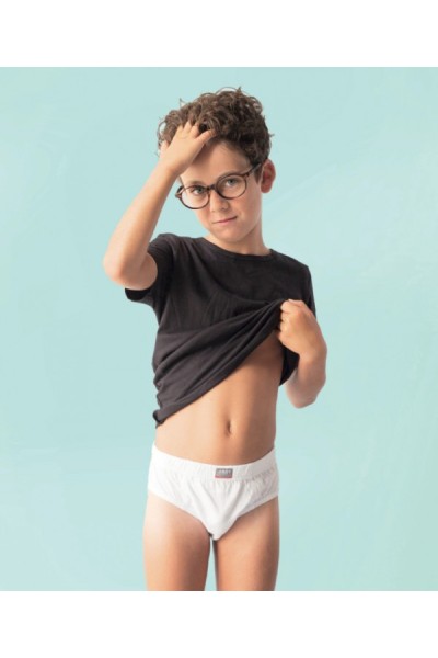 451 JAST PACK-3 SLIP NIÑO 100% ALGODON BLANCO LISO